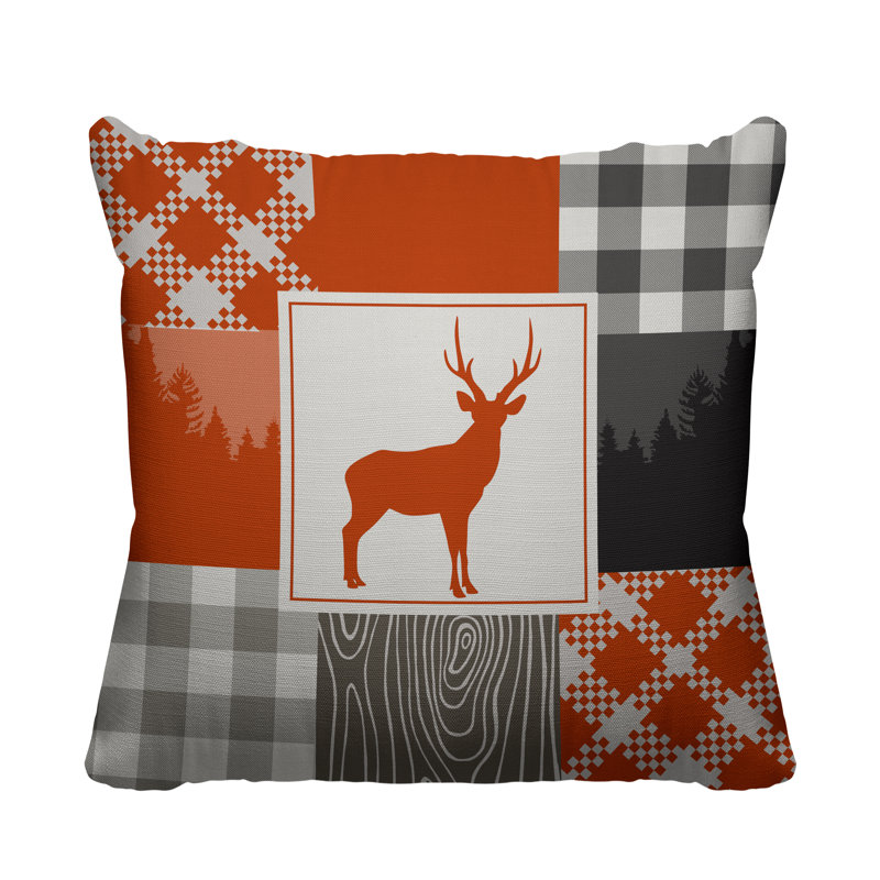 Coussin intérieur / extérieur Range Trees Cabin, Orange, 19 po x 19 po, Carré