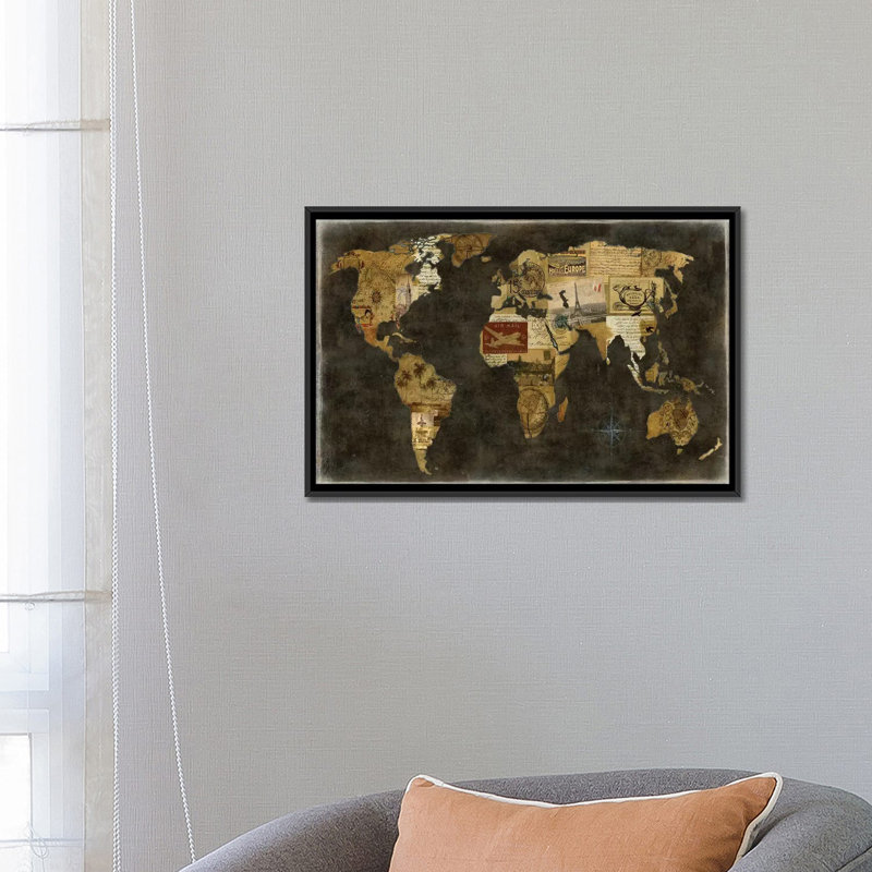 " Faraway Places " by Russell Brennan, 18" H x 26" W x 1.5" D, Black Framed Canvas, No Mat