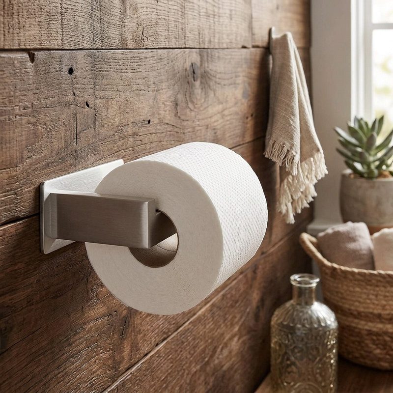 Porte-papier hygiénique auto-adhésif sans perçage, Argent