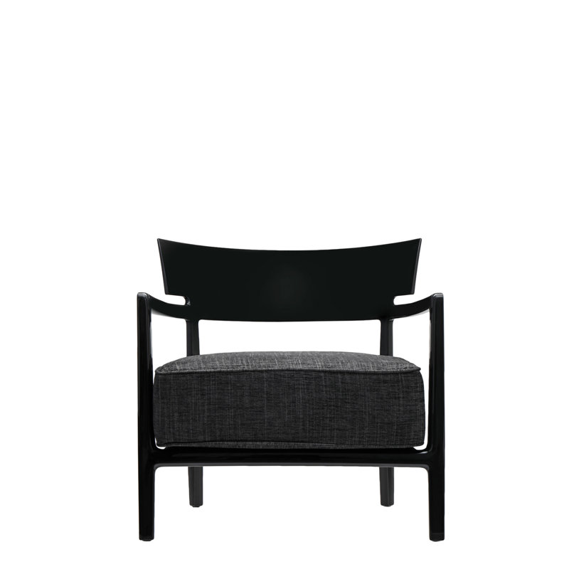 Cara Wood Outdoor Lounge Chair, Black, Black
