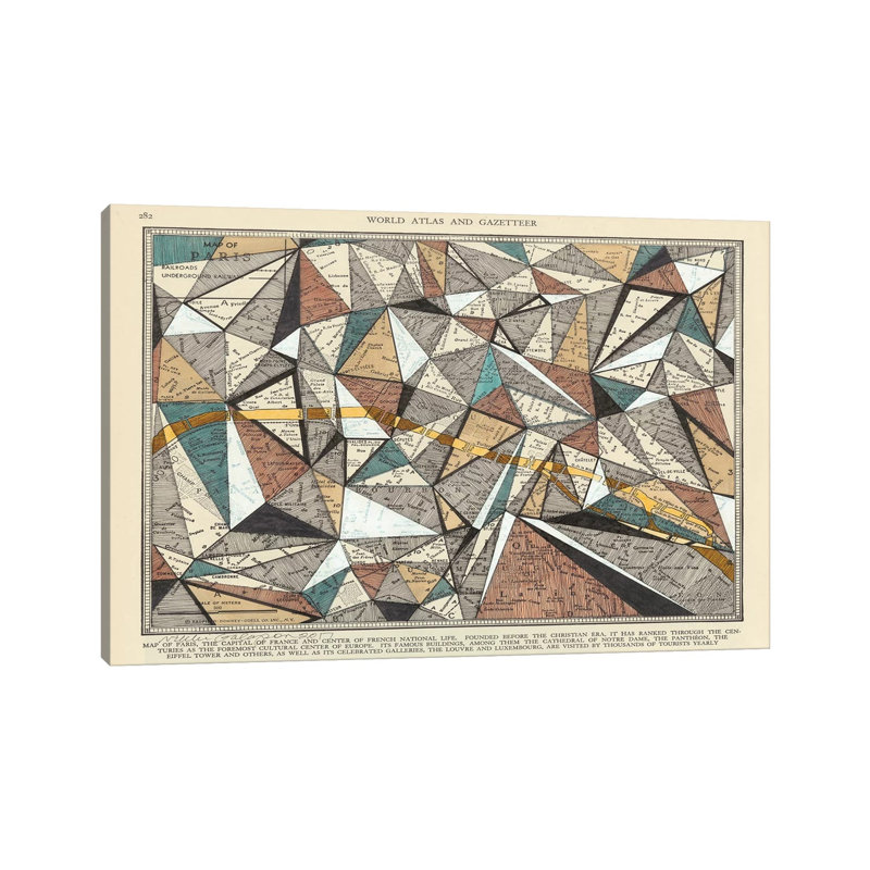 Modern Map Of Paris by Nikki Galapon - Wrapped Canvas Print, 30.48 cm H x 45.72 cm W