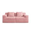 Canapé modulaire à 2 places sans siège, canapé modulaire Cloud avec assise profonde et canapé modulaire moderne à 2 places avec coussins décoratifs Tissu velours côtelé rose