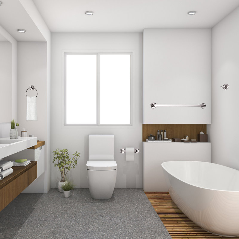 Ensemble d'accessoires de salle de bain San Martin 4 pièces en nickel satiné, Chrome poli