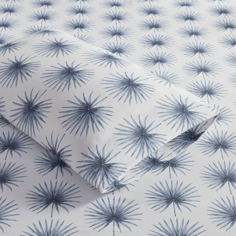 King Blue Palmetto Cotton Percale Sheet Set