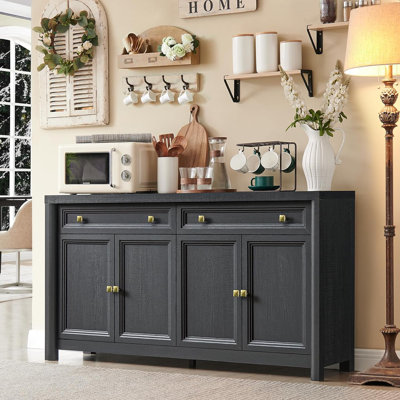 Buffet de 59 po de largeur, buffet de rangement avec tiroir, bar à café pour le salon et le salon