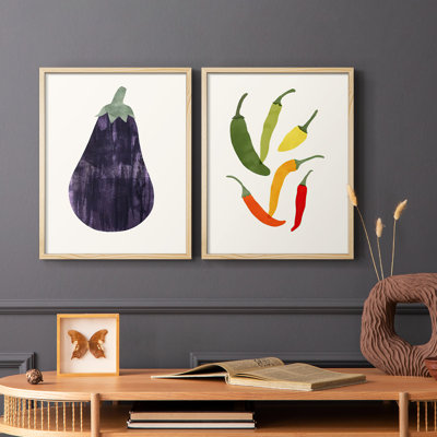 Reproduction encadrée organique de qualité biologique Veg-8 - prêt à accrocher - aucun clou requis - aucun clou requis