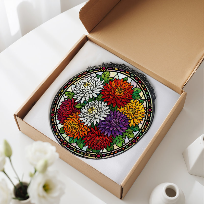 Vitrail de vitrail à motif floral 7,8 po H, H 7,8 po x l 7,8 po
