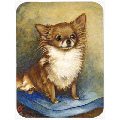Winston Porter Chihuahua Long Hair Rectangle Glass Cutting Board