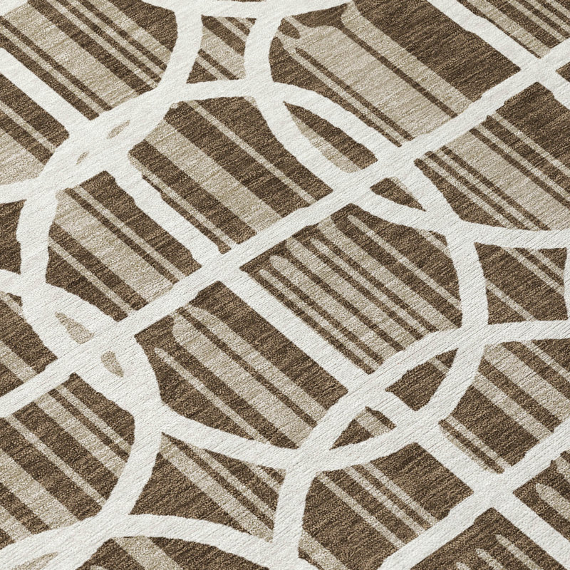 Machine Washable Indoor/Outdoor Chantille ACN2769 Geometric Rug, 3' x 5', Chocolate