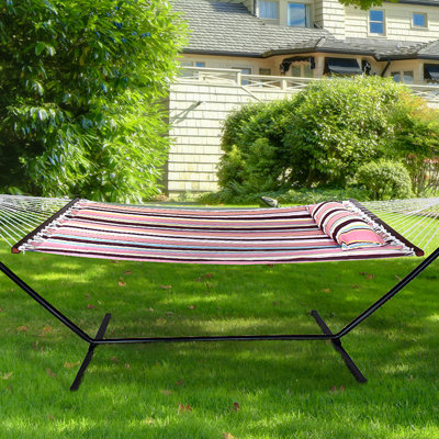 Hamac 2 personnes en tissu matelassé avec support Sorbus - Moka