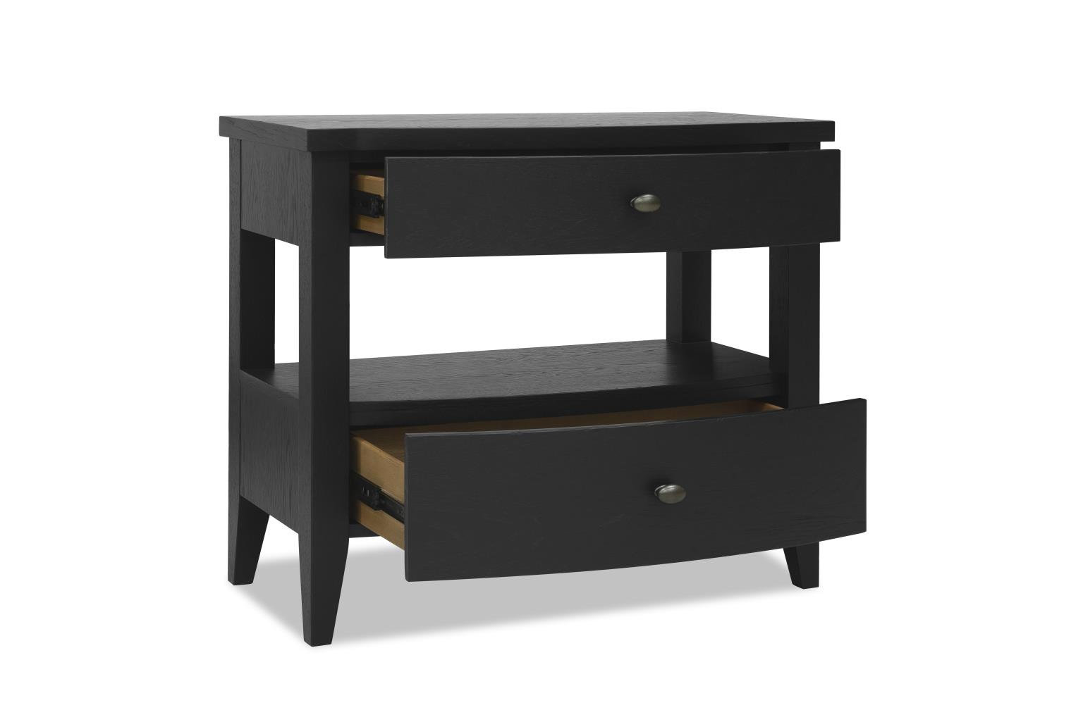 2-Drawer Traditional Oak Nightstand, Brown