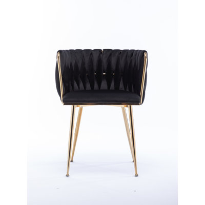 Modern Design Golden Metal Frame Velvet Fabric Dining Chair With Golden Legs,Set Of 2 by Mercer41
