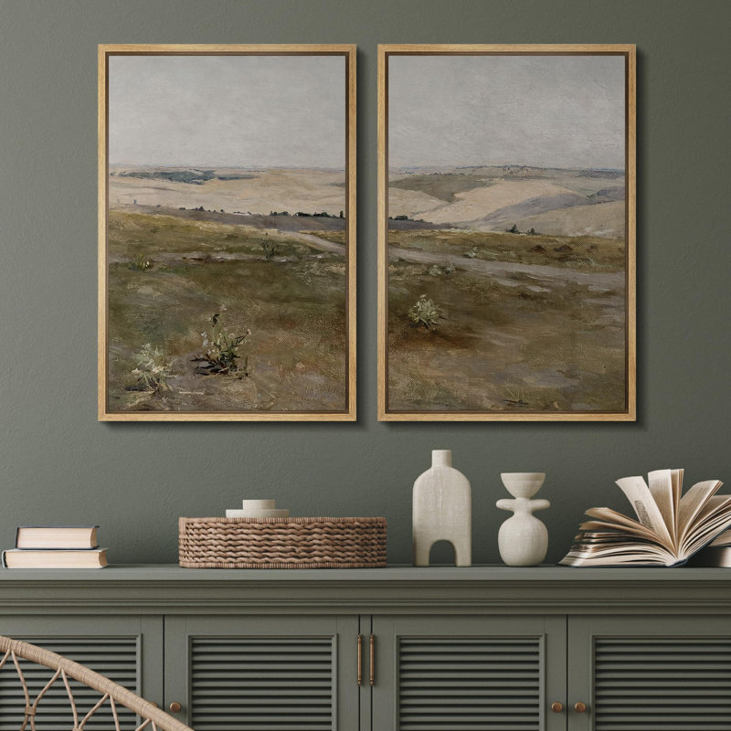 «Sweeping Plains And Winding Path Countryside», 2 pièces sur toile, H 36 po x l 48 po, Naturel