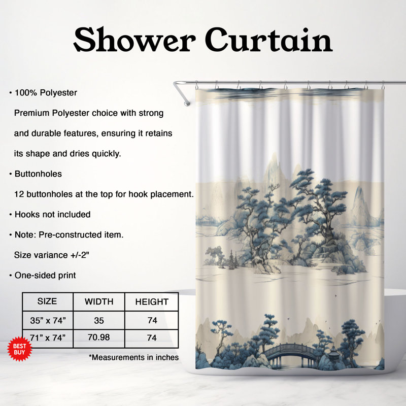 Rideau de douche ancien à baldaquin de qualité supérieure, H 74 po x l 71 po