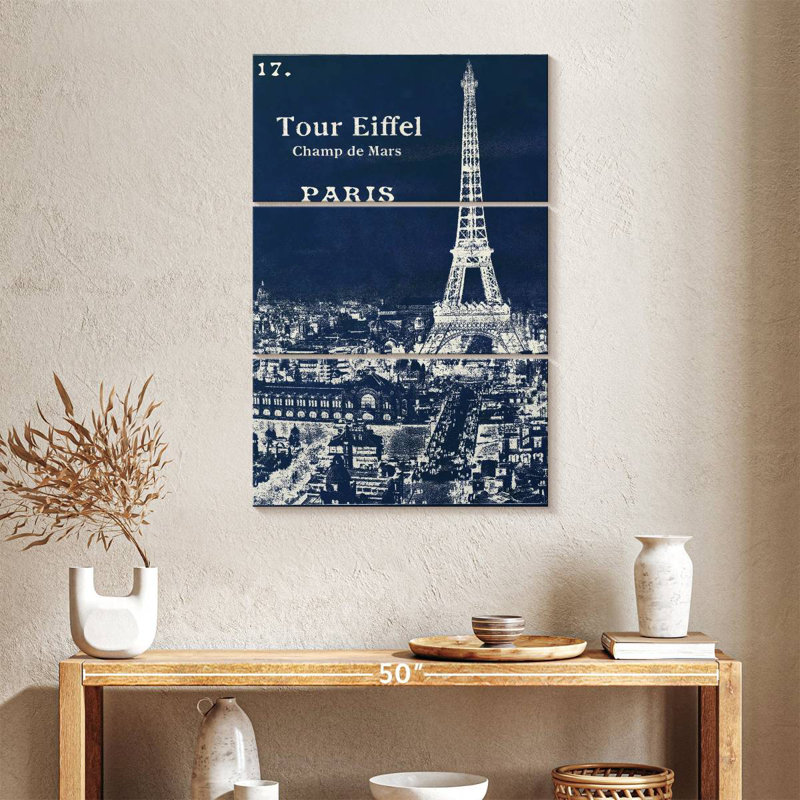 Lilie Blueprint Eiffel Tower, 57" H x 36" W
