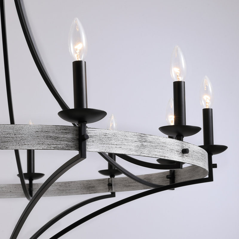 12 - Light Candle Style Dimmable Wagon Wheel Chandelier