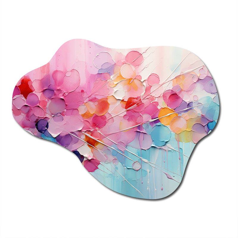 «Rose Blue Pastel Patchwork - Collages abstraits asymétriques, art mural en métal, reproduction de sculpture murale en métal