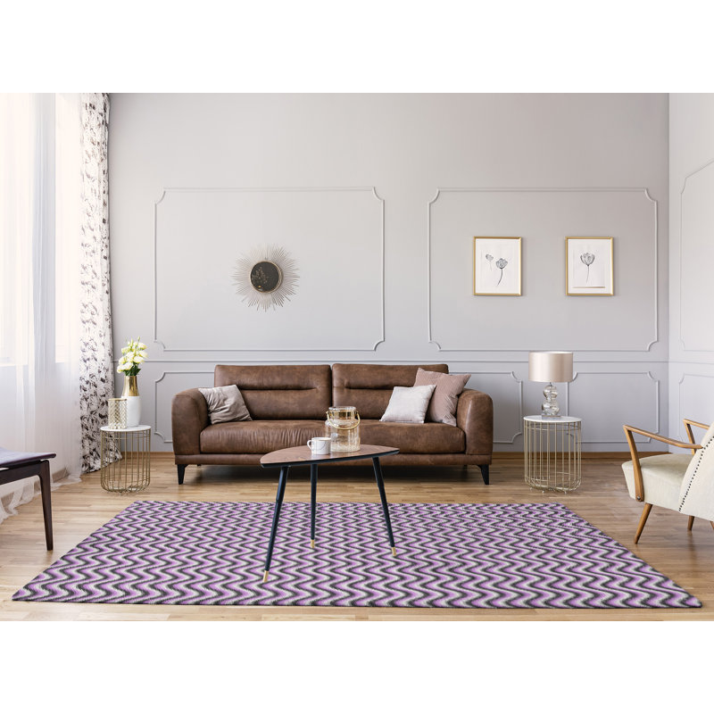 Tapis de zone mauve rayures ondulées, Rectangle 4 pi x 6 pi