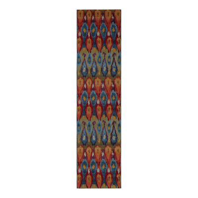 Tapis bleu intérieur / extérieur Newt Ikat