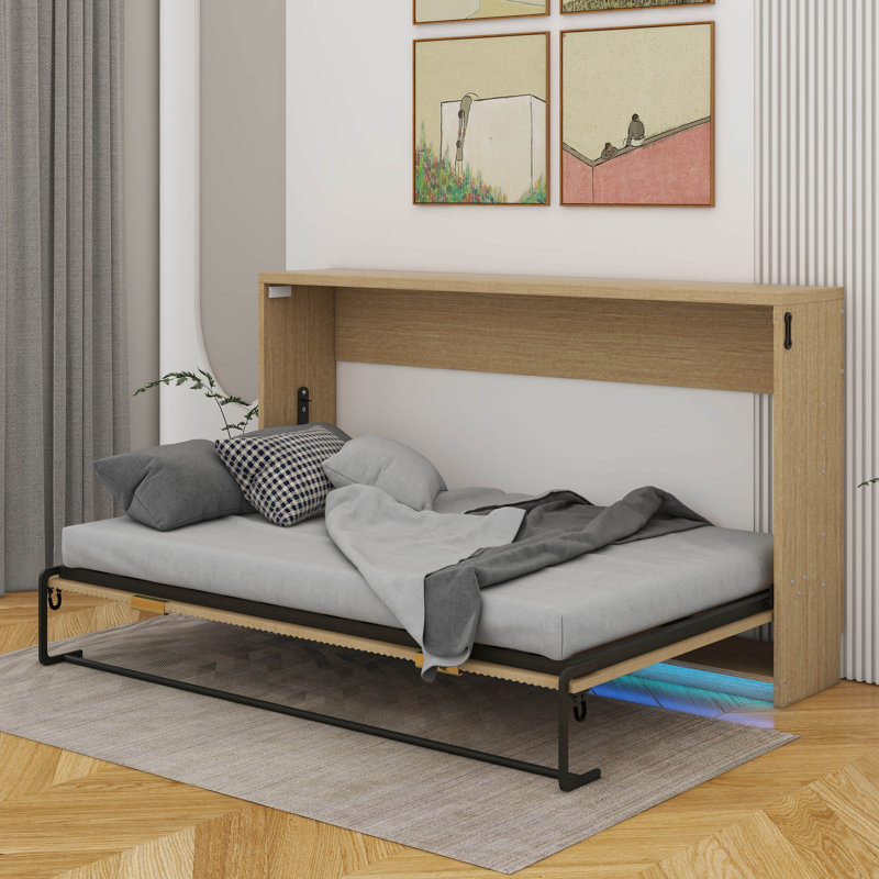 Lit escamotable simple de taille XL avec lumière DEL, peut être plié dans une armoire