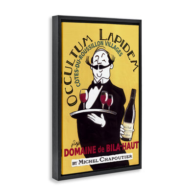 Cadre flottant vintage avec serveur et vin, design par Jean-Pierre Got