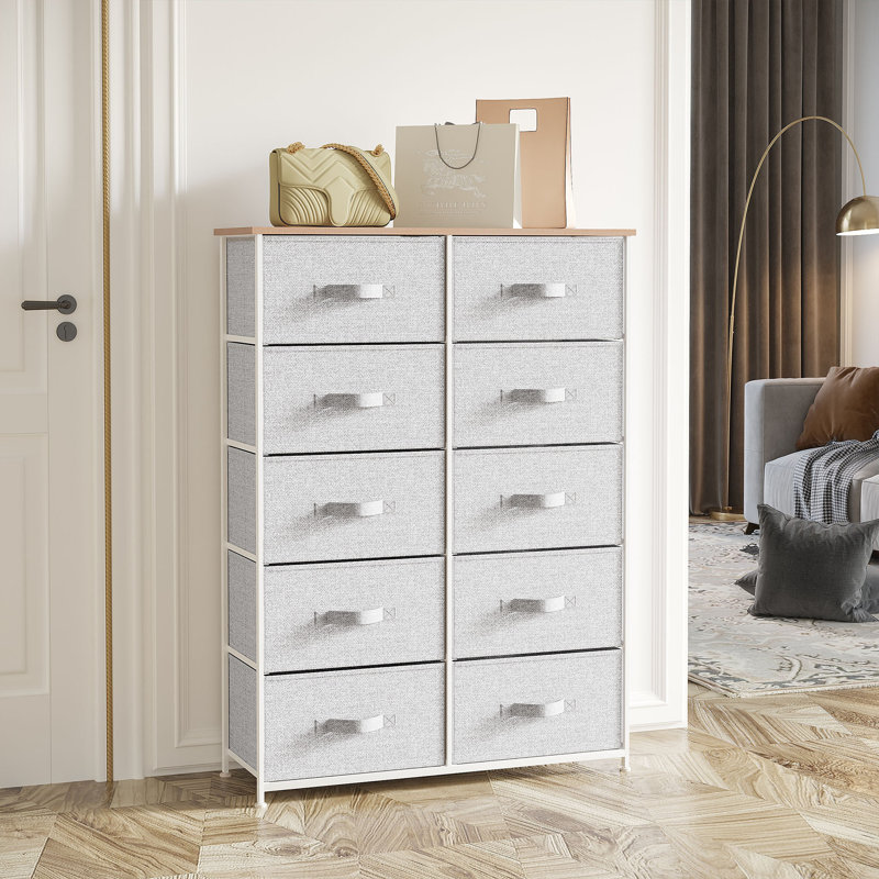 Commode 10 tiroirs Prendergast, Gris clair