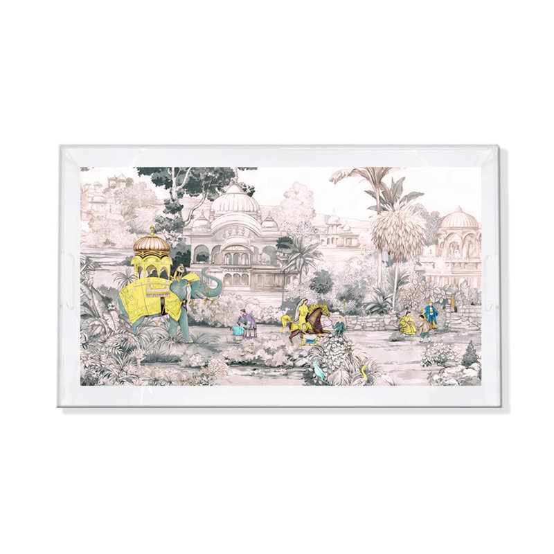 Plateau décoratif India India, Jaune, H 2 po x l 12,5 po x P 7,75 po