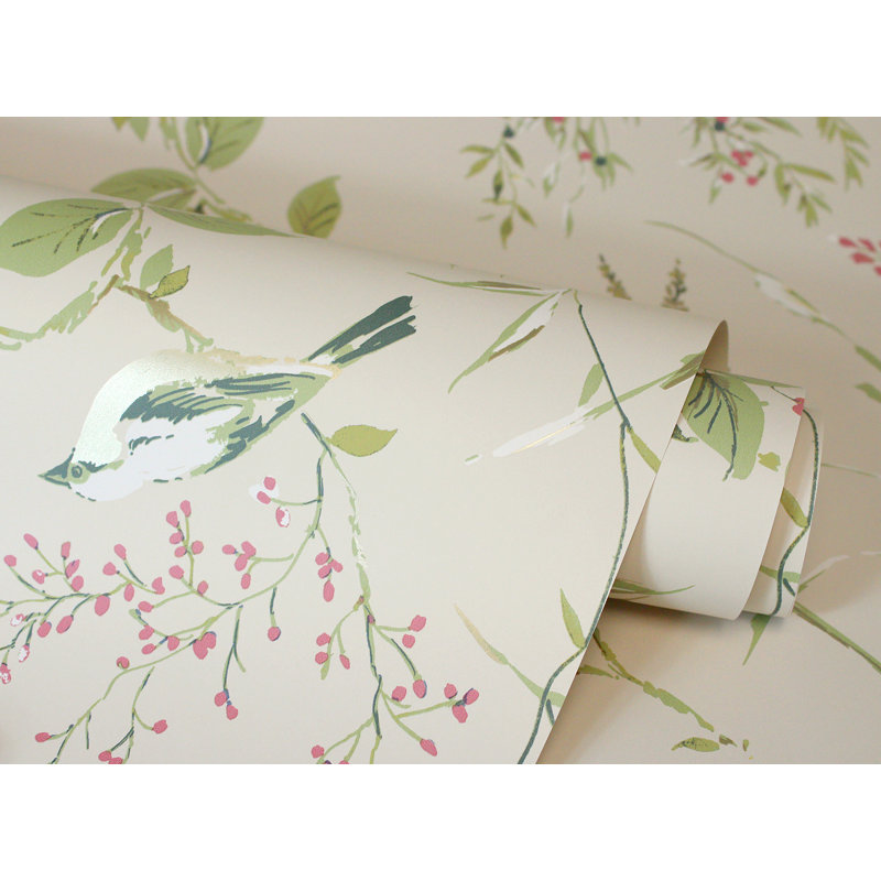 Papier peint botanique neutre Mariko, Beige