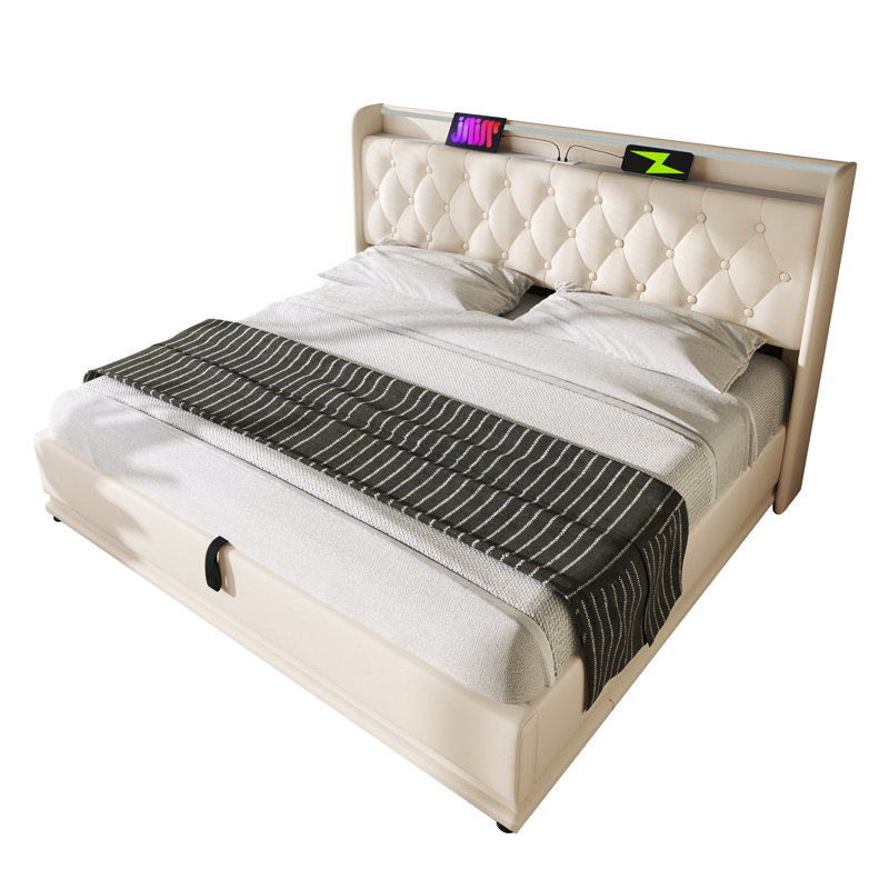 Upholstered Ottoman Storage Bed, Double (4'6)