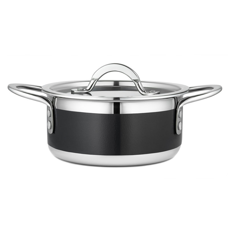Marmite en acier inoxydable avec couvercle Bon Chef, 0,69 pte, Noir