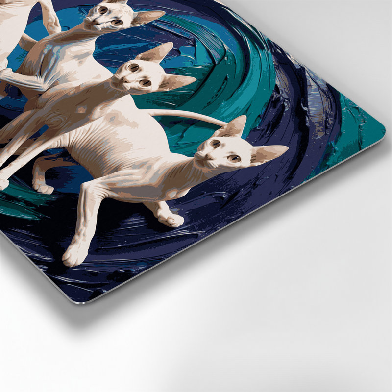 Chats Peterbald, art mural gris en métal, H 20 po x l 24 po
