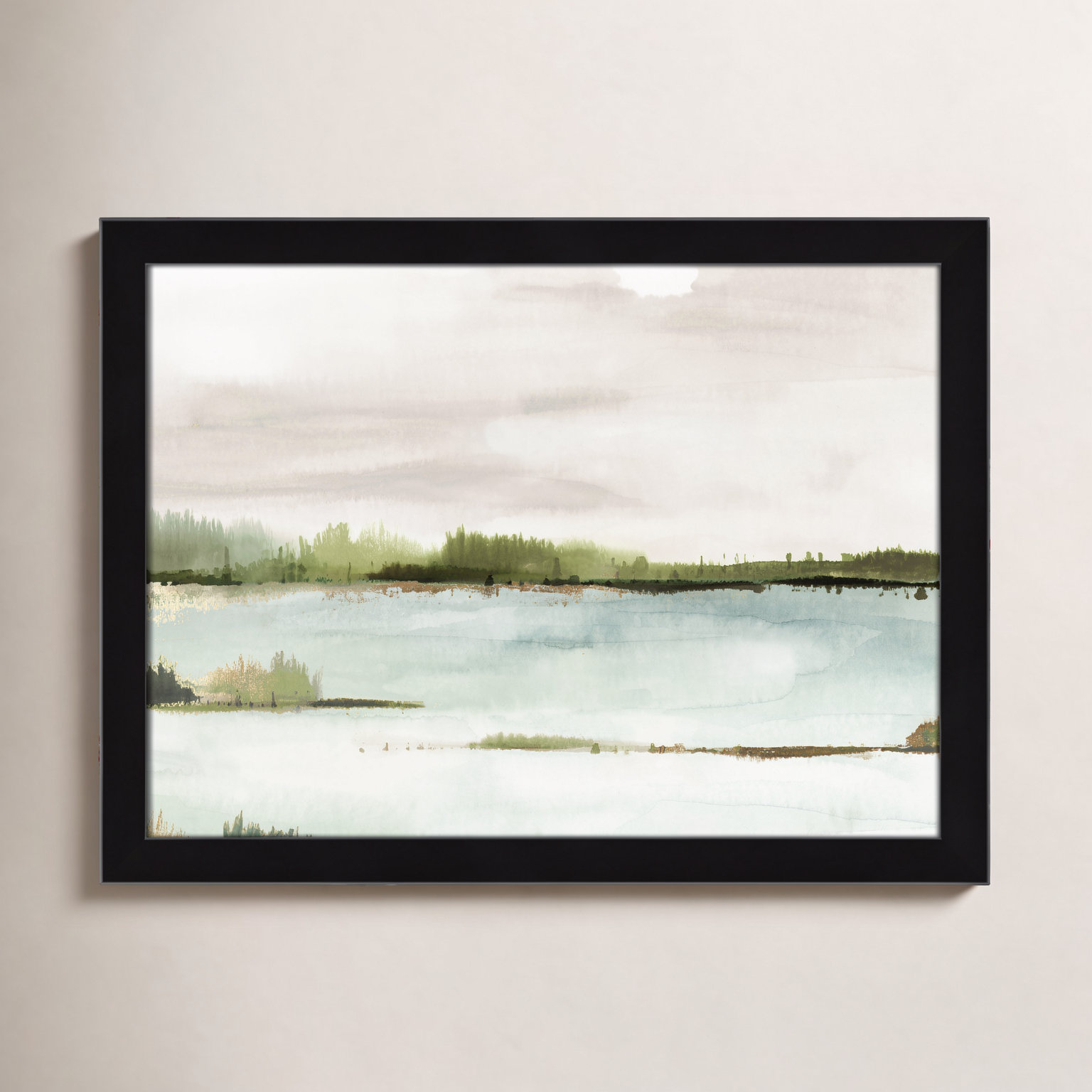 Adamsville "Silent Lake" Painting, Black Framed, 18" H x 24" W x 1.12" D