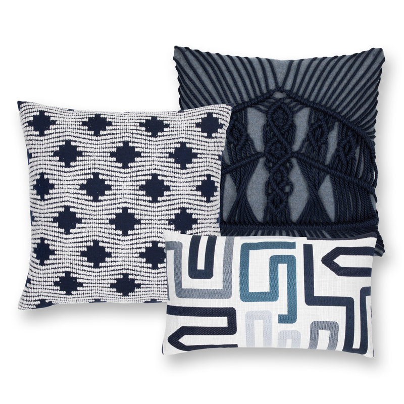 Pizzazz Indoor/Outdoor Square Performance Pillow Cover & Insert, 20"H x 20"W, Indigo