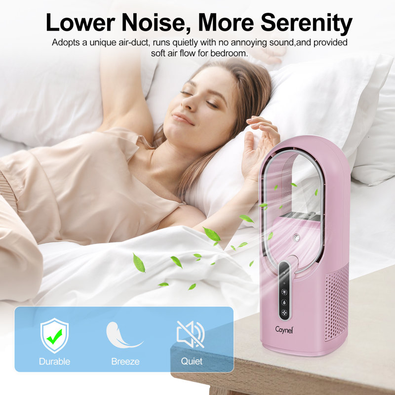 CAYNEL 11.8 Inch Portable Bladeless Desktop Personal Fan, Pink