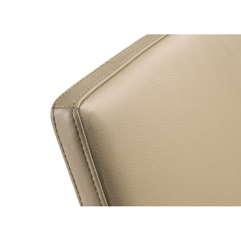 Cabral 19'' H Genuine Leather Upholstered Side Chair, Light Mocha