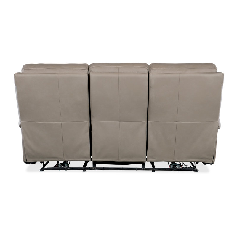 Somers Dark Taupe Leather Reclining Sofa with Pillow-top Arm