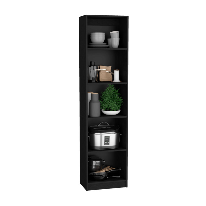 Bibliothèque de salon noire, 2 pièces, 7 tablettes, décorative et fonctionnelle, 2 ensembles en bois - fonctionnelle