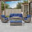 7 Pieces Patio Furniture Set With Fire Pit Table, Wicker Patio Conversation Set With Swivel Rocking Chairs, Outdoor Patio Set For Lawn Backyard Porch-2062332103