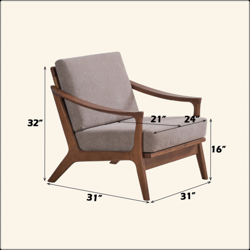 Fauteuil d'appoint en tissu et finition brune