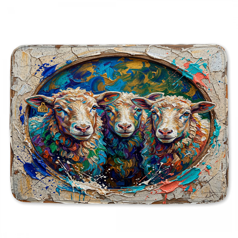 Tapis de bain Three Sheep Portrait, 34in W x 21in L