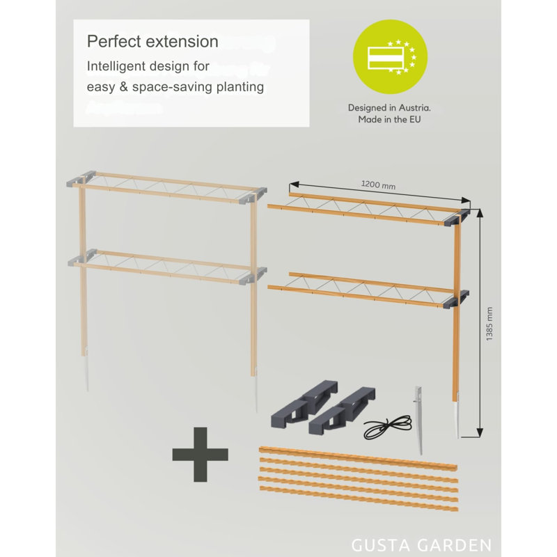 Extension for Berry Buddy Flexible and Expandable Wooden Trellis, Climbing Plant Support for Berry Plants (120 cm)
