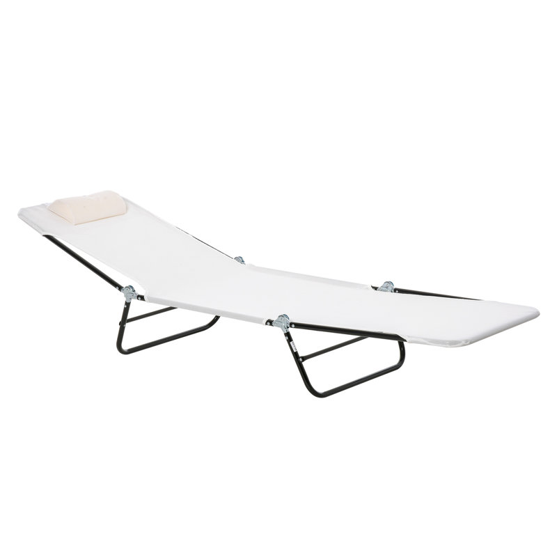 Cream White Extra Outdoor Seating Chair. Foldable Lounge With Reclining Back. Breathable Mesh Seat And . Adjustable For Personalized Comfort. Lightweight Portable. Steel Frame. Suitable Various