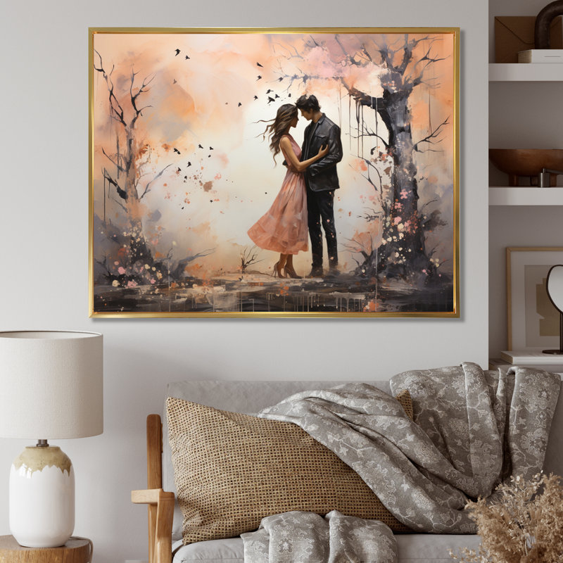 Paysage romantique aime les murmures I, H 34 po x l 44 po x P 1,5 po, Cadre flottant doré