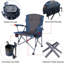 Chaise de camping portative pliante robuste 330 lb avec dossier haut et porte-gobelet, bleu