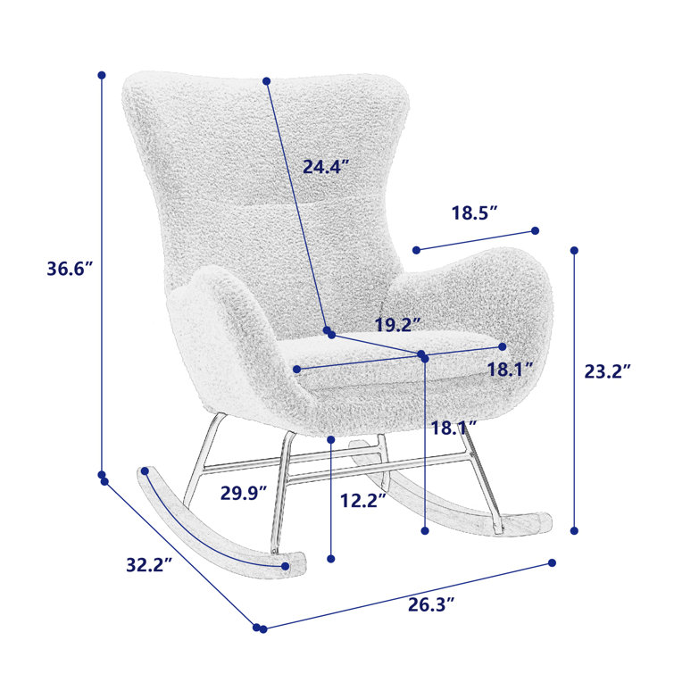 Teddy Fabric Seat Rocking Chair with High Backrest and Armrests Corrigan Studio Upholstery Color: Beige