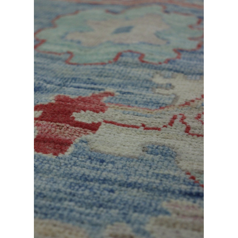 Tapis unique bleu / corail 8 pi x 10 pi New Age