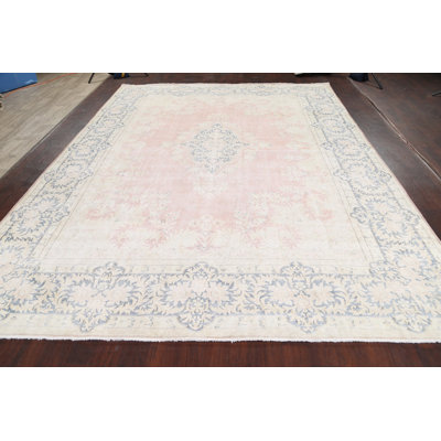 Tapis rose en laine noué à la main de conception unique 1960S 9 pi 9 po x 12 pi 11 po
