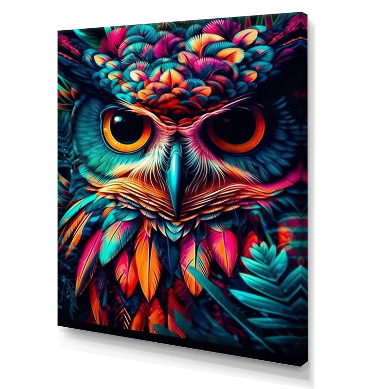 Portrait d'un hibou rusé, H 40 po x l 30 po, Toile tendue
