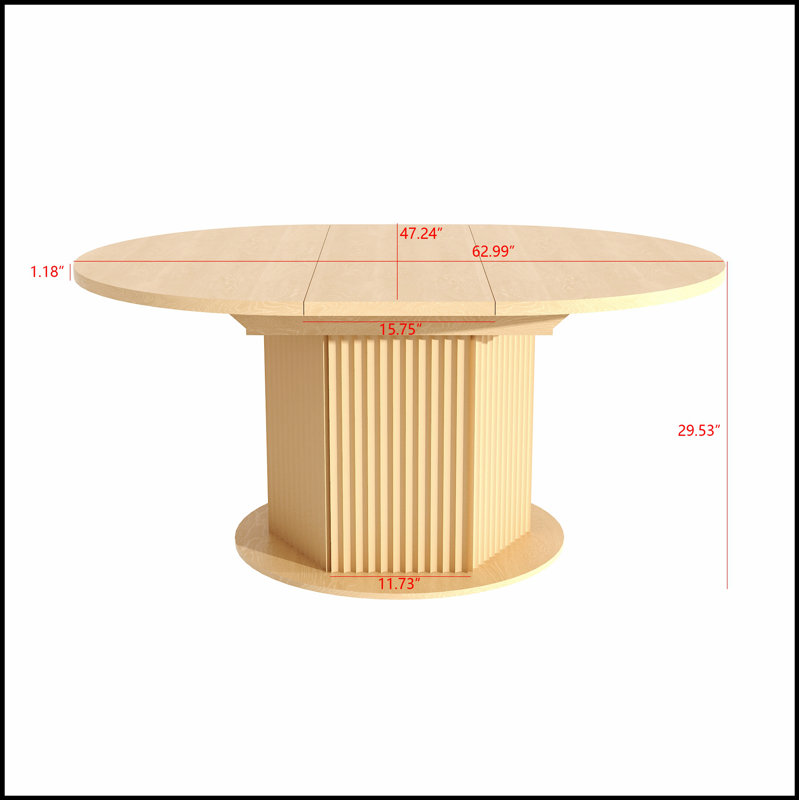 Table de salle à manger ronde pour 4 à 6 personnes, table de cuisine avec base à texture bosselée, table de salle à manger en bois pour les réunions de famille