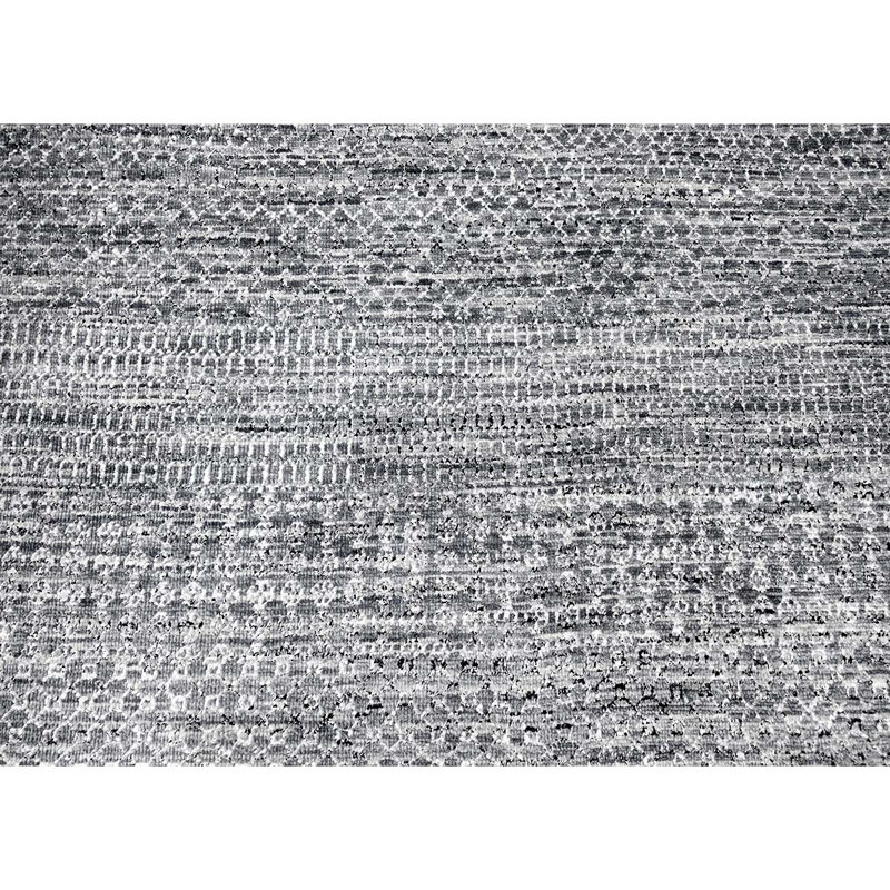 Tapis noué à la main en gris / blanc, Rectangle 12 pi x 15 pi